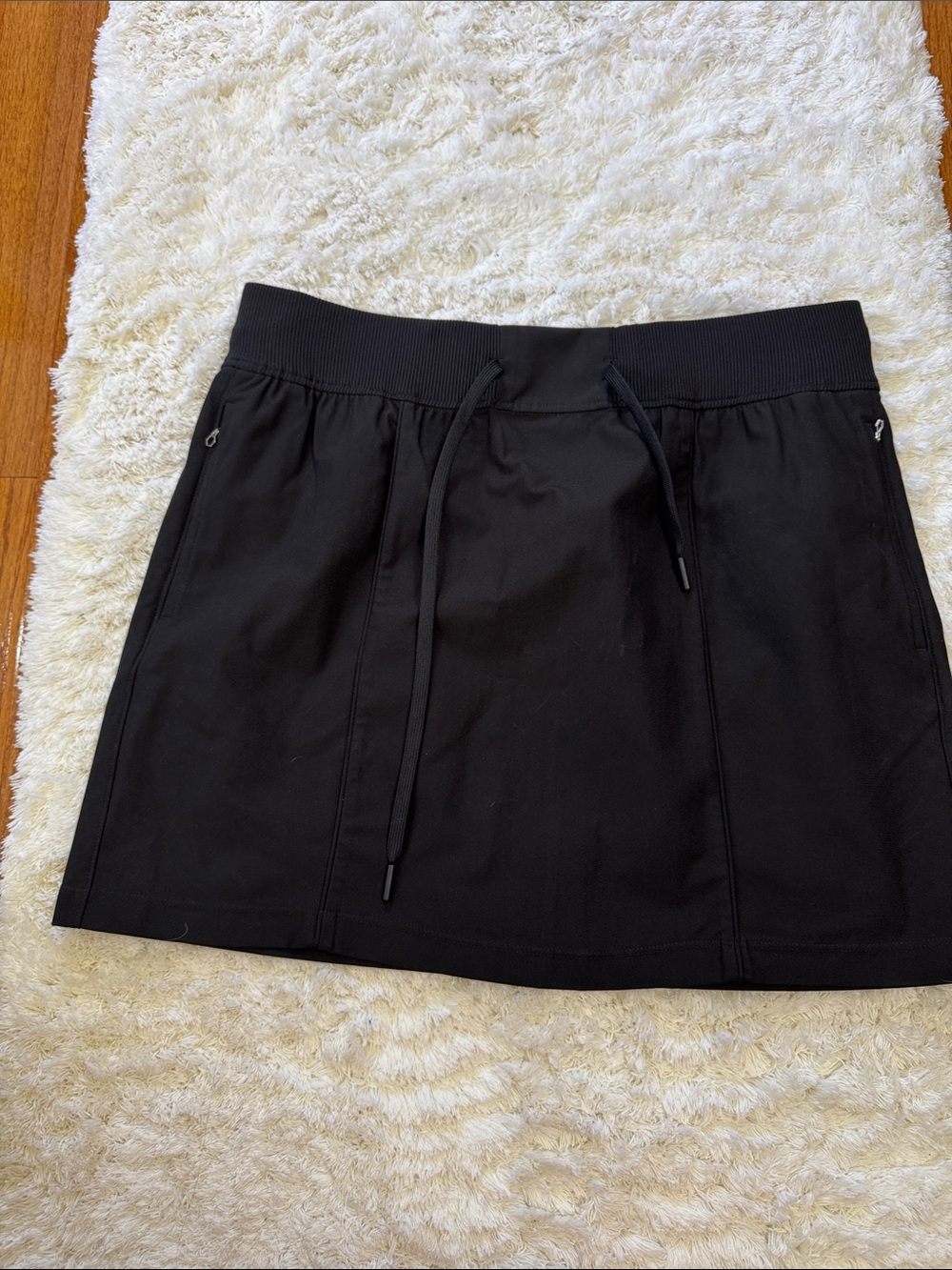 7 Diamonds Black Casual Drawstring Mini Skirt